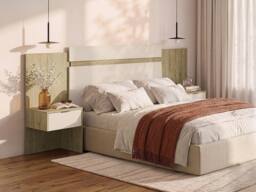 Vente-unique Extendable Headboard With Bedside Tables - 140/160 Cm - Natural and in Light Oak - Size: Double - thumbnail 3