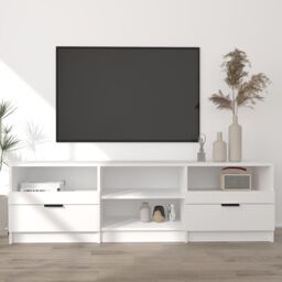 Berkfield Home TV Cabinet White 150x33.5x45 cm Engineered Wood - thumbnail 1
