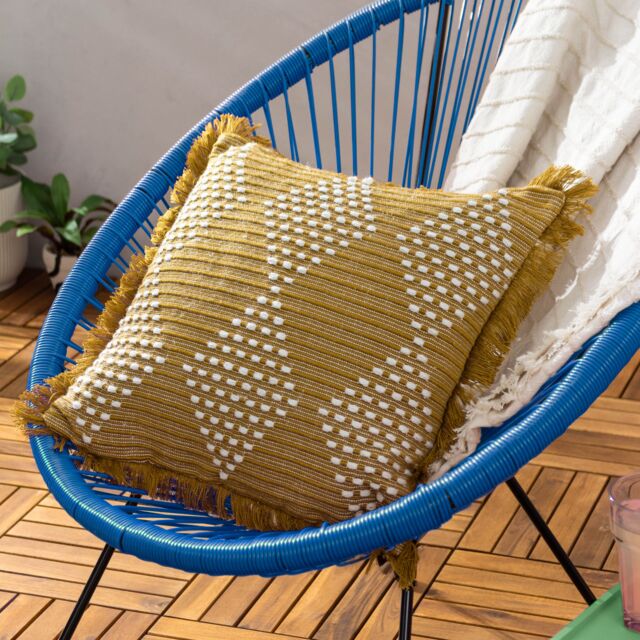 Furn Kadie Woven UV Water Resistant Outdoor/Indoor Cushion in Gold - Size: 45 cm x 45 cm - image 1