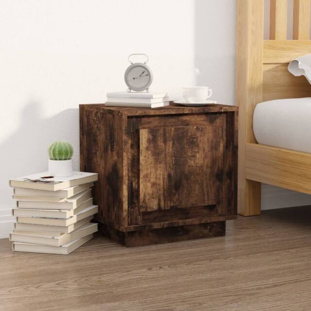 Berkfield Home Modern Bedside Cabinets 2 pcs Smoked Oak 44x35x45 cm Engineered Wood in Brown - Size: 44 x 35 x 45 cm - image 1