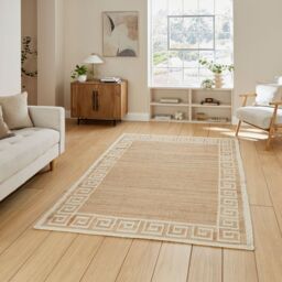 The Rug Shop UK Beige Border Modern Geometric Jute Easy To Clean Ivory Area Rug - Size: 160 cm x 230 cm - thumbnail 1