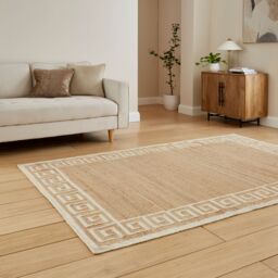 The Rug Shop UK Beige Border Modern Geometric Jute Easy To Clean Ivory Area Rug - Size: 160 cm x 230 cm - thumbnail 2
