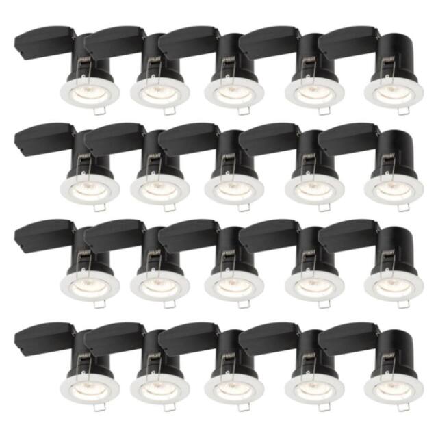 First Choice Lighting Set of 20 Fire Rated Downlights - White Fixed GU10 Recessed Downlights - image 1