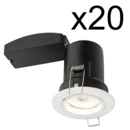First Choice Lighting Set of 20 Fire Rated Downlights - White Fixed GU10 Recessed Downlights - thumbnail 2