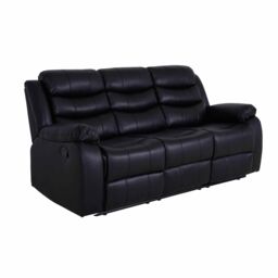 LUXURY LIFE Roma Leather Recliner Sofa Set in Black - thumbnail 4