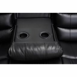 LUXURY LIFE Roma Leather Recliner Sofa Set in Black - thumbnail 6