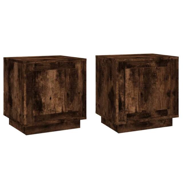 Berkfield Home Bedside Cabinets 2 pcs Smoked Oak 44x35x45 cm Engineered Wood in Brown - Size: 44 x 35 x 45 cm - image 1