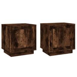 Berkfield Home Bedside Cabinets 2 pcs Smoked Oak 44x35x45 cm Engineered Wood in Brown - Size: 44 x 35 x 45 cm - thumbnail 1