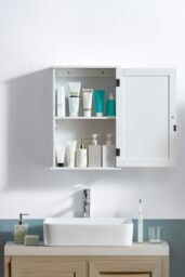Home Discount Bath Vida Liano 1 Door Wall Cabinet with Shelves Bathroom Storage in White - thumbnail 6