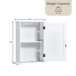 Home Discount Bath Vida Liano 1 Door Wall Cabinet with Shelves Bathroom Storage in White - thumbnail 2