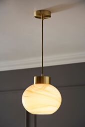 ValueLights Sookie Alabaster Marble Effect Glass Gold Capped Ceiling Pendant Light in Cream