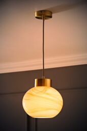 ValueLights Sookie Alabaster Marble Effect Glass Gold Capped Ceiling Pendant Light in Cream - thumbnail 2