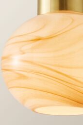 ValueLights Sookie Alabaster Marble Effect Glass Gold Capped Ceiling Pendant Light in Cream - thumbnail 4