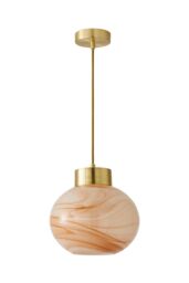 ValueLights Sookie Alabaster Marble Effect Glass Gold Capped Ceiling Pendant Light in Cream - thumbnail 6