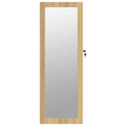 Berkfield Home Mirror Jewellery Cabinet with LED Lights Wall Mounted in Brown - thumbnail 4