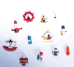 Netagon Wooden Christmas Hanging Decorations Pack of 12 - thumbnail 4
