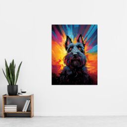 "Artery8 Wall Art Print Scotty Dog Scottish Terrier Dog Lover Gift Pet Portrait Vibrant Orange Purple Blue Artwork Painting Poster - Size: W18"" x H24""" - thumbnail 4