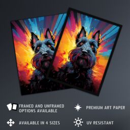 "Artery8 Wall Art Print Scotty Dog Scottish Terrier Dog Lover Gift Pet Portrait Vibrant Orange Purple Blue Artwork Painting Poster - Size: W18"" x H24""" - thumbnail 2