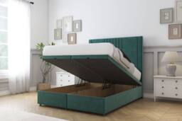 "Comfort Beds Royal Plush Ottoman Bed Base-26"" Strutted Headboard in Emerald - Size: Single" - thumbnail 2