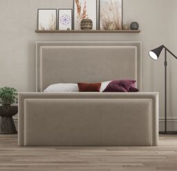DS Living Verona Pipping Upholstered Bistra Beige Bed - Size: Double - thumbnail 2