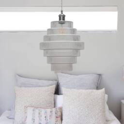 First Choice Lighting Set of 2 Benson - 7 Tier Glass & Chrome Ceiling Pendant Lights in Clear - thumbnail 4