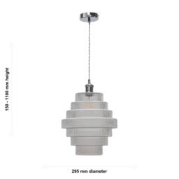 First Choice Lighting Set of 2 Benson - 7 Tier Glass & Chrome Ceiling Pendant Lights in Clear - thumbnail 6