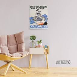 "Artery8 Everyone Pulling for Victory Canvas Wall Art Print Penfield in White - Size: W12"" x H16""" - thumbnail 3