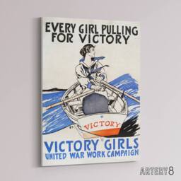 "Artery8 Everyone Pulling for Victory Canvas Wall Art Print Penfield in White - Size: W12"" x H16""" - thumbnail 2