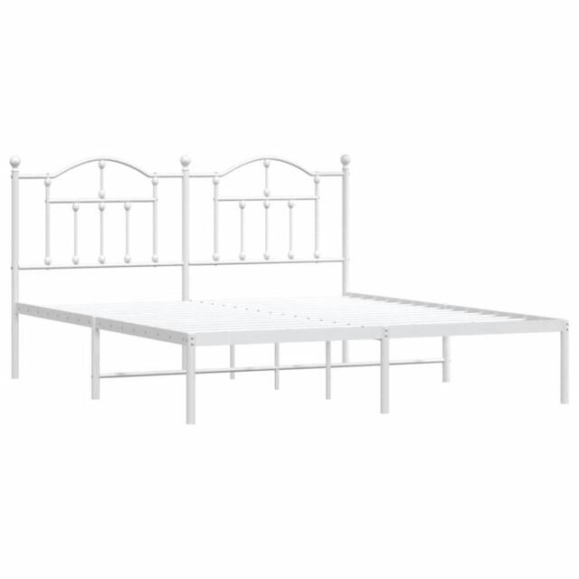 Berkfield Home Metal Bed Frame with Headboard White 183x213 cm - image 1