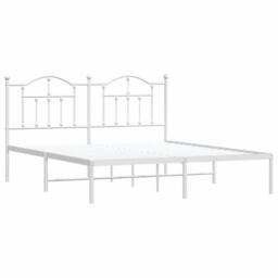 Berkfield Home Metal Bed Frame with Headboard White 183x213 cm - thumbnail 1