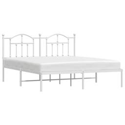 Berkfield Home Metal Bed Frame with Headboard White 183x213 cm - thumbnail 5