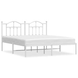 Berkfield Home Metal Bed Frame with Headboard White 183x213 cm - thumbnail 3