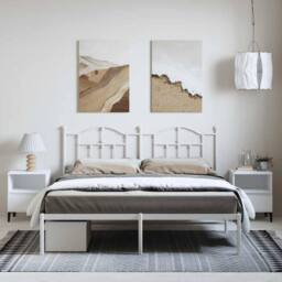Berkfield Home Metal Bed Frame with Headboard White 183x213 cm - thumbnail 4