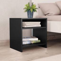 Berkfield Home Elegant Bedside Cabinet Black 40x30x40 cm Engineered Wood - Size: 40 x 30 x 40 cm - thumbnail 2