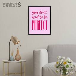"Artery8 You Don't Need To Be Perfect Bold Modern Pink Framed Canvas Art Print - Size: W12"" x H16""" - thumbnail 3