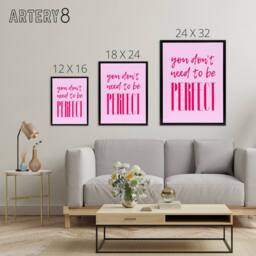 "Artery8 You Don't Need To Be Perfect Bold Modern Pink Framed Canvas Art Print - Size: W12"" x H16""" - thumbnail 4