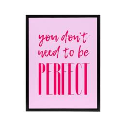 "Artery8 You Don't Need To Be Perfect Bold Modern Pink Framed Canvas Art Print - Size: W12"" x H16""" - thumbnail 1