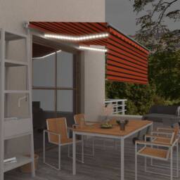 Berkfield Home Manual Retractable Awning with Blind&LED 3.5x2.5m Orange&Brown - thumbnail 2