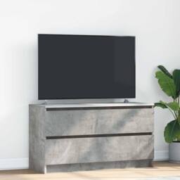 Berkfield Home TV Cabinet Concrete Grey 100x35x54 cm Engineered Wood - Size: 100 x 35 x 54 cm - thumbnail 2