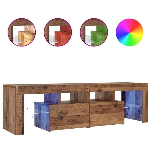 Berkfield Home TV Cabinet with LED Lights Old Wood 140x36.5x40 cm Engineered Wood in Brown - image 1