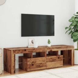 Berkfield Home TV Cabinet with LED Lights Old Wood 140x36.5x40 cm Engineered Wood in Brown - thumbnail 2
