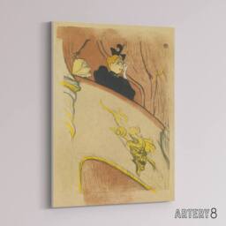 "Artery8 Box Sit with Gilded Mask Sketch Canvas Wall Art Print Lautrec in Beige - Size: W18"" x H24""" - thumbnail 2