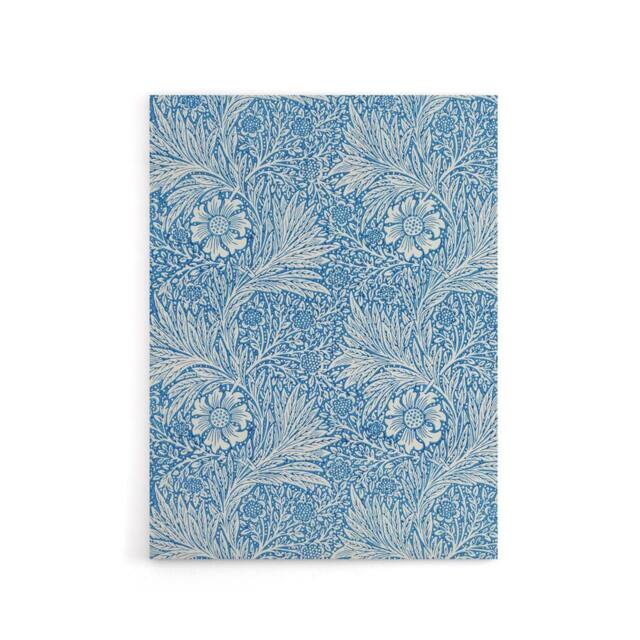 "Artery8 Marigold Flower Blue Pattern Canvas Wall Art Print William Morris - Size: W18"" x H24""" - image 1