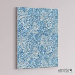 "Artery8 Marigold Flower Blue Pattern Canvas Wall Art Print William Morris - Size: W18"" x H24""" - thumbnail 2