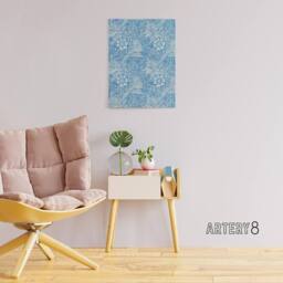"Artery8 Marigold Flower Blue Pattern Canvas Wall Art Print William Morris - Size: W18"" x H24""" - thumbnail 3