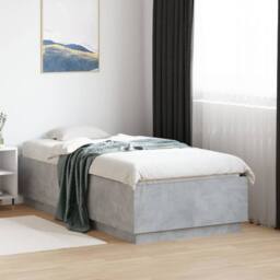 Berkfield Home Bed Frame without Mattress Concrete Grey 75x190 cm Small Single - thumbnail 2