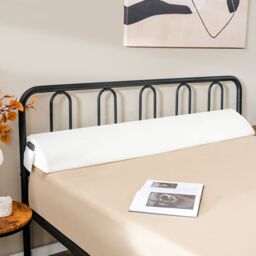 Costway Queen Size Bed Wedge Pillow Bolster Triangle Pillow Long Gap Filler Side Pocket in White - thumbnail 4