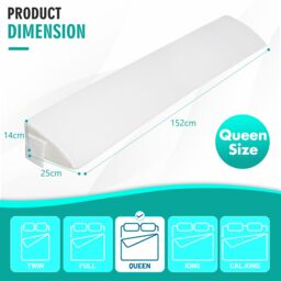 Costway Queen Size Bed Wedge Pillow Bolster Triangle Pillow Long Gap Filler Side Pocket in White - thumbnail 2