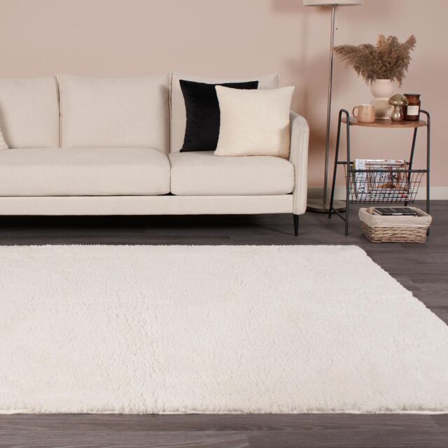 OHS Fluffy Teddy Rug Soft Floor Carpet Non Slip Area Mat in Cream - Size: 160 cm x 230 cm - image 1
