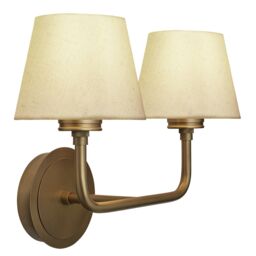 Industville Albany Double Wall Light - Natural Cotton Shades in Metallic Gold - Size: Small - thumbnail 4